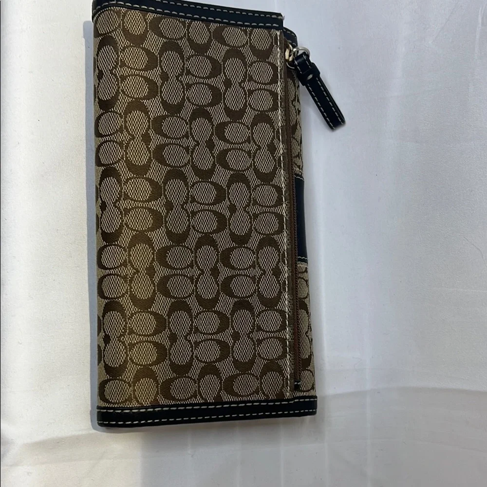 Coach Brown and Black Tri-Fold Wallet
